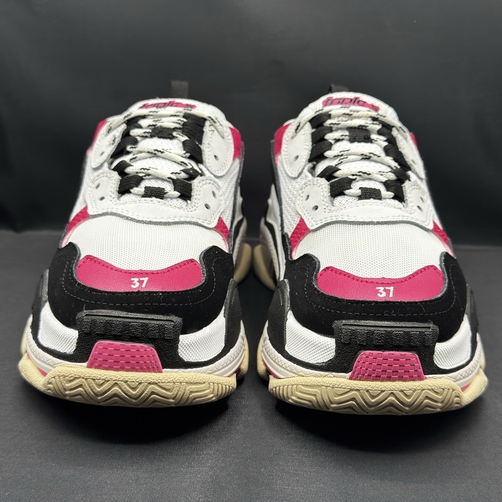Balenciaga Triple S Sneakers White Black Pink Chunky Dad Shoes Size 37 - Picture 7 of 9